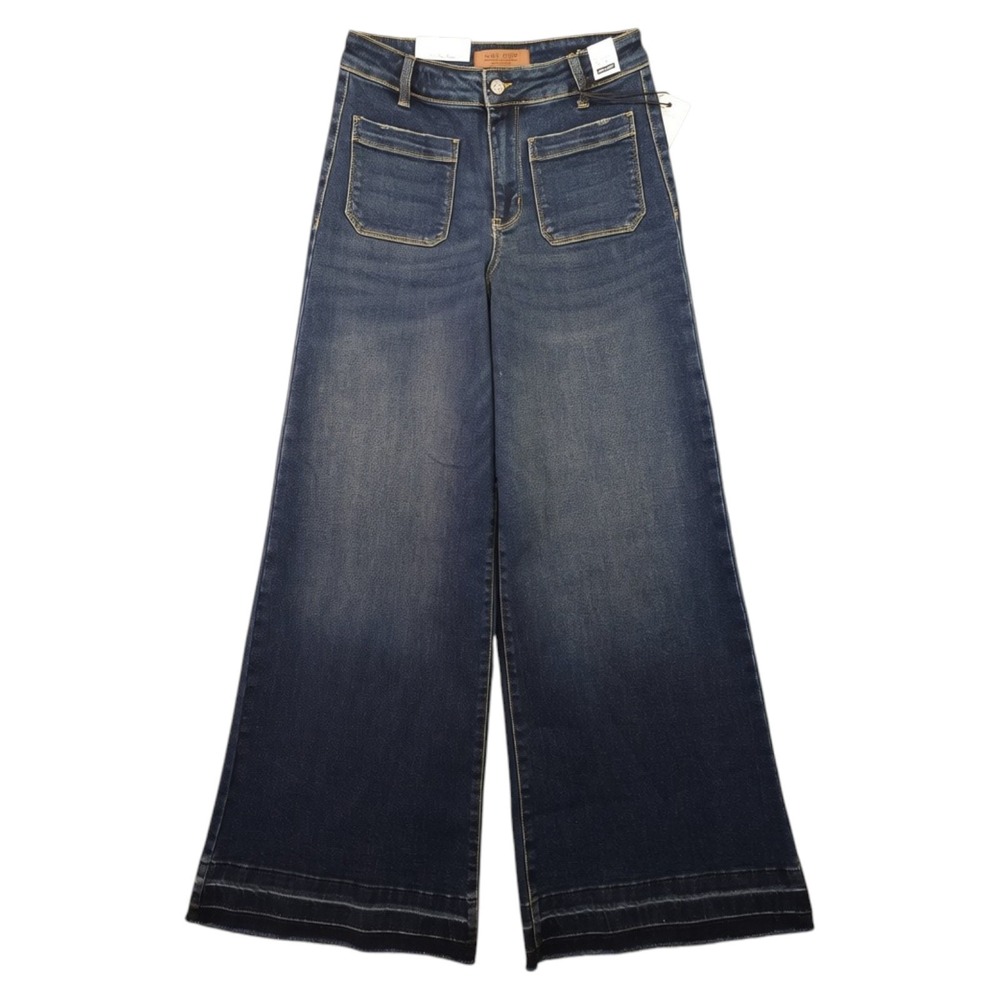 Judy Blue Palazzo Jeans Womens 5 27 Blue Boogie Nights High Waist Patch Pockets